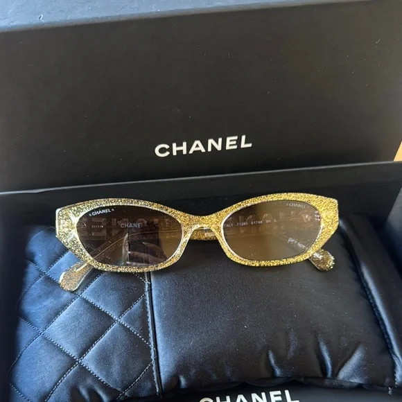 CHANEL | Accessories | Chanel Gold Glitter Sunglasses | Poshmark display picture 1